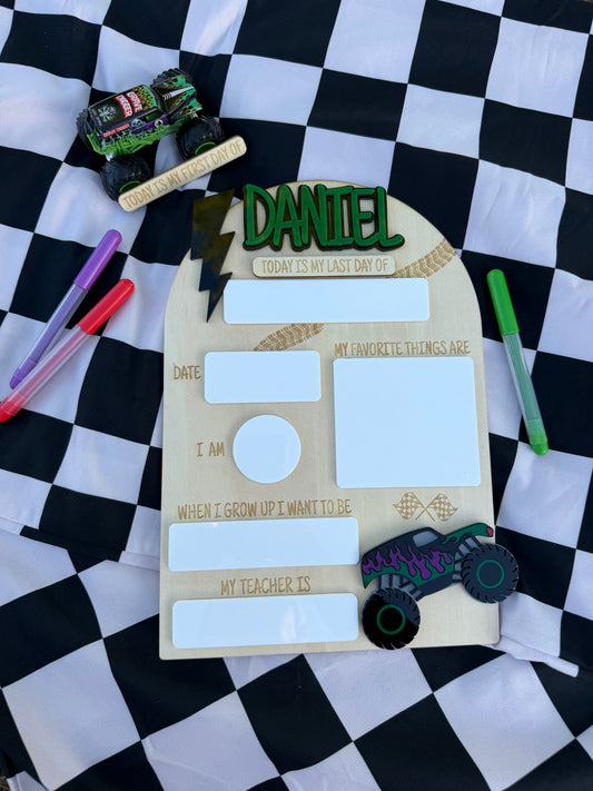 Monster Truck First/Last Day of School Sign